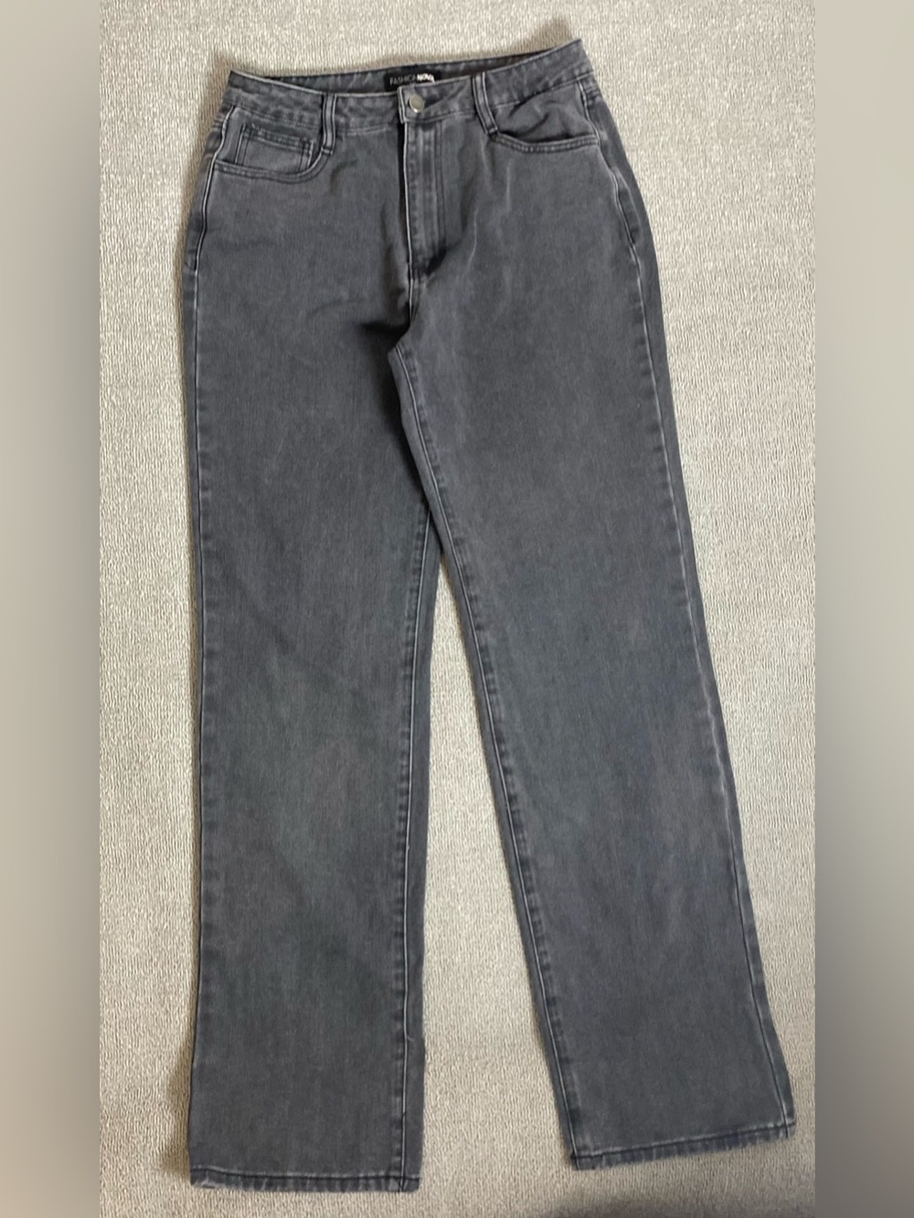Fashion Nova High Waisted Charcoal Straight Leg Blokecore Streetwear Jeans